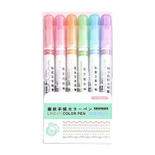Textmarker-Set, Bordürenstift, 6 Farben, Textmarker-Set mit verschiedenen Formen, 5 ml