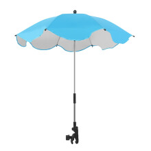 Sombrilla universal de 76 cm para cochecito de bebé con pinza, parasol UV ajustable 360, impermeable – Compatible con carrito, bicicleta, silla