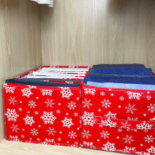 Large Foldable Christmas Snowflakes Basket Box with Handles – Red Collapsible Xmas Storage Organizer, Compatible with Holiday Gift Packing