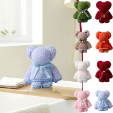 Bear Towel Gift Set Soft Coral Velvet Fleece Bath Towel
