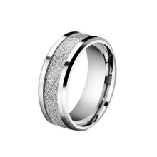 Herrenring aus Edelstahl mit Nebelkiefernmuster, 8 mm, Verlobungsring, Ehering, Silber, Größe 11