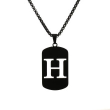 Colar unissex em aço inoxidável, estilo hip hop, quadrado e vazado, com pingente de nome de 26 letras, design punk, esportivo e para motociclistas,