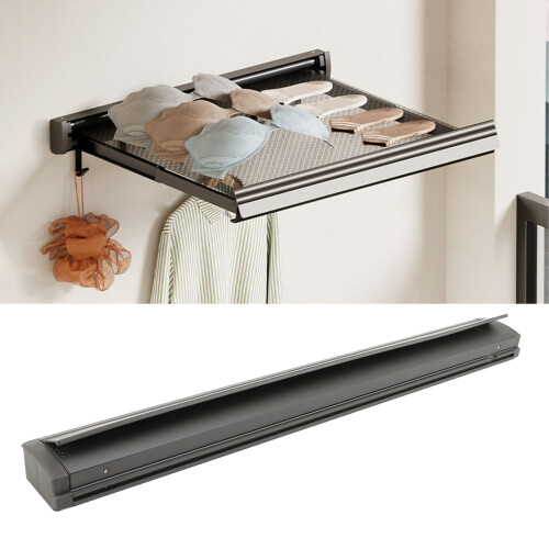 Folding Retractable Drying Rack – 44cm, Aluminum & Polyester, Wall Mount