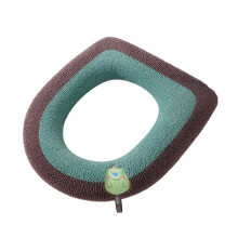 Green knitted toilet seat cushion, 16.54"x14.57", thick padded polyester, washable & durable for daily use
