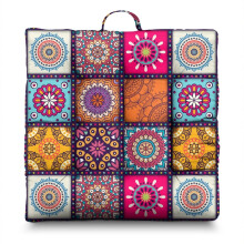 Meditation Pillow for Sitting, Boho Floor Cushion, Dutch Velvet Cushion for Yoga and Relaxation, Square Floor Pillow 22'' x 22''