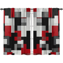 Black Red Kitchen Curtains Cafe Curtains for Bathroom Dining Room Living Room Pocket Window Drapes 2 Panels Set 42x84