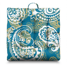 Square Boho Pillow for Meditation, Paisley Print Floor Cushion, Yoga Seat for Bedroom or Balcony 22 x 22