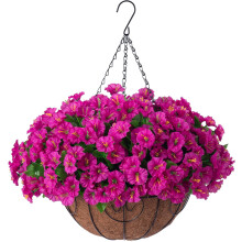 Fleurs artificielles suspendues dans un panier en noix de coco de 30 cm avec