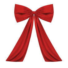 Lazo decorativo de tela roja de 60x27 cm con colas de 82 cm.