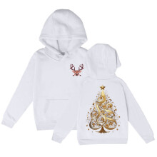 Roztomilá vánoční mikina s kapucí pro děti s barevnými soby, útulný teplý outfit pro chlapce a dívky, bílá, 5-6 let