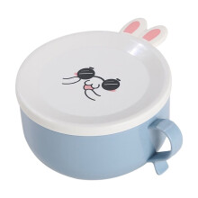 Blå isolerad lunchmugg i rostfritt stål med kaninlock1