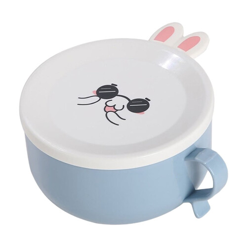 Blå isolerad lunchmugg i rostfritt stål med kaninlock1