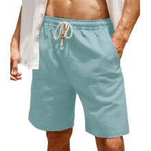 Herre baggy joggingshorts med snørebånd, 9 tommer shorts, lette sommerstrandtøj, sommertøj, blå, størrelse S