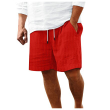 Sportiga shorts för män, bomull, dragsko, 9 tums shorts, lätta sommarstrandkläder med fickor, röda, storlek M