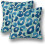 Fodere per cuscini leopardate in lino blu e verde, 18x18 cm, set da 2 1