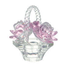 Ornement en forme de rose en cristal dans un panier - Cadeau de Saint-Valentin