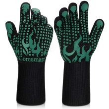 Gants de barbecue résistants à la chaleur jusqu'à 800 C (1472 F), en silicone antidérapant et longs.