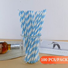 100pc Paper Drinking Straws | Thick & Durable for Smoothies Milkshakes & Cocktails | Bulk Party Supplies