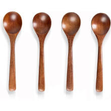 Cuillères en bois de hêtre de 18 cm (7 pouces), lot de 7, pour le thé, le café, la soupe et les desserts.