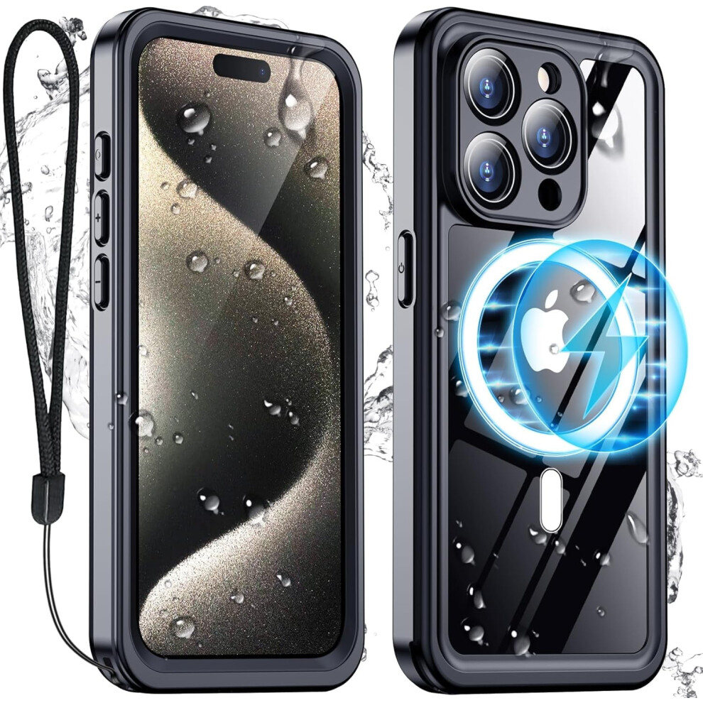 Iphone 15 Pro Max Case – Waterproof Ip68, 15Ft Military Drop-Proof, Built-In Screen Protector, Magsafe Compatible, Shockproof, 6.7" Black 9489952999555