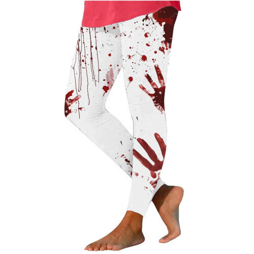 Dameslegging met Halloween-mummieprint, elastisch