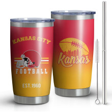 Voetbalbeker Kansas City Tumbler 20oz Geïsoleerde Dubbelwandige