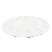 Ceramic Egg Holder Tray for 12 Deviled Eggs, Heat-Resistant, White
