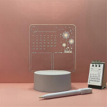 (A02) New Note Board Transparent Luminous Led Night Lights Acrylic Erasable Write Message Board Calendar Desktop Ornaments Memo Prompt