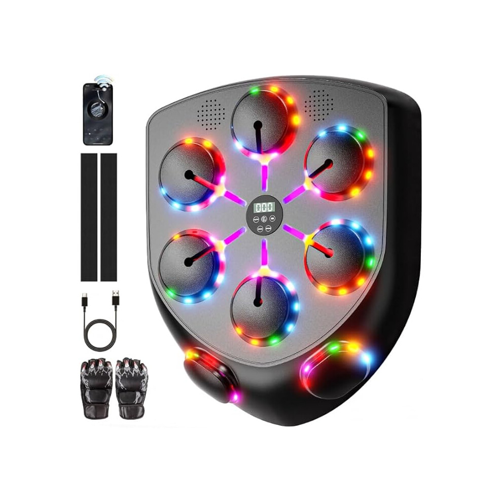 Music Punching Machine with LED Lights  Boxing Gym Equipment with Boxing Gloves, with Boxing Gloves, Boxing Workout Equipment
