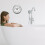 NICEXMAS Waterproof Silent Shower Clock Wall Clock Black 1Pcs 4