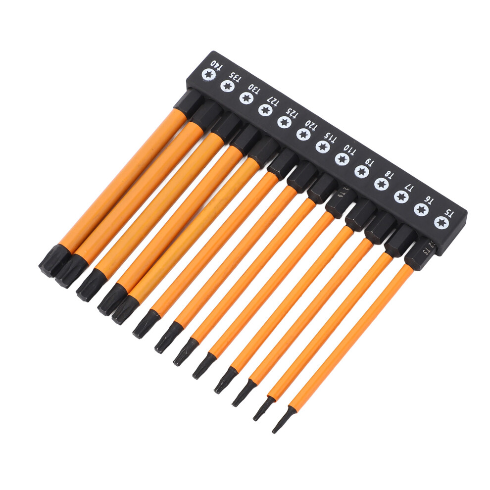 13 Pcs Star Screwdriver Bits Set T5-T40 100Mm Hex Shank Alloy Steel 5041391823446