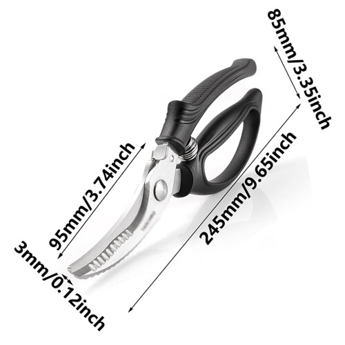 tooloflife Kitchen Scissors Shears Cutter Blades for Meat Comfortable Handle Kitchen Tool Black 1