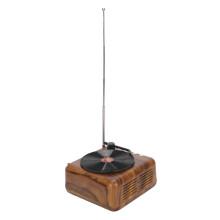 Mini Retro Vinyl Record Player Speaker, 3.7V, 1000mAh, Wooden Design