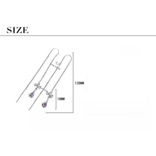 Long Threader Earrings Ear Threads Pull Through 925 Silver Women 1