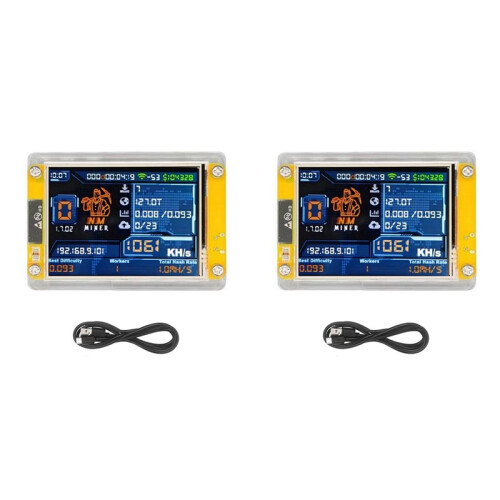 2X 1060KH/S NMMiner NerdMiner Bitcoin Crypto Solo Miner 2,8 Polegadas  Display NerdMiner Atualizado 1060KH/S Harshrate