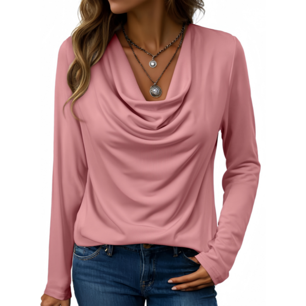 Pink Women's Fashion Casual Blouse Business Work Shirt- Xxl