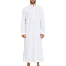 Miesten muslimi-thobe-topit napitettavat miesten kaftanit, isot ja pitkät, rento, yksivärinen etninen tyyli, arabialainen thobe-topit,