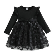 Dress for Girls Autumn Winter New Long Sleeve Mesh Sparkly Cute Sweet Dresses, Sizes 1-6 Years