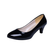 Klassischer D'Orsay-Pumps mit geschlossener Zehenpartie und Schleife | Elegante Pumps für Business und Party, mittelhoher Absatz, Schwarz, Größe