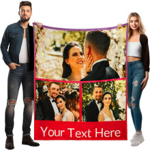 Personalised Photo Blanket (75x100cm) with 6 Photos & Text – Custom Sherpa Blanket for Dogs, Birthday Gifts | Compatible with Home Use