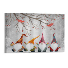 Funny Winter Gnome & Cardinals Canvas Print, Wooden Framed Wall Art (128"), Compatible with Living Room, Bedroom, Office