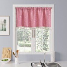 Star Pattern Curtain with Tassels Threaded Pole 1 Piece