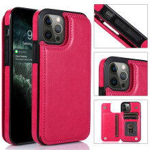 Compatible with iPhone 14 Pro Max Wallet Case – PU Leather, Kickstand, Card Slots, Double Magnetic Clasp, Shockproof, 6.7", Rose