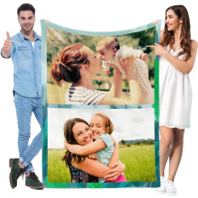 Couverture photo personnalisée en flanelle polaire 32 x 48 pouces