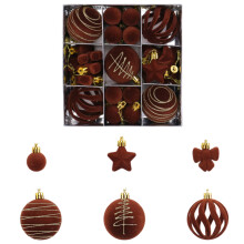 35PCS Assorted Velvet Christmas Ornaments Set – Glitter, Flocked, Shatterproof Baubles for Tree, Wedding, Hotel & Home Decor