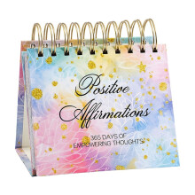 2025 365-Day Affirmation Desk Calendar, Spiral Bound, Daily Inspirational Quotes, Multicolor, for Home/Office/Gift (5.51x5.51x3.74in)