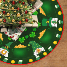 St. Patrick''s Day Tree Skirt 30" Green Clover Shamrock Christmas Tree Skirt St Patrick Tree Mat for Holiday Party Decoration Home Indoor Outdoor