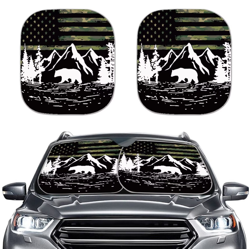 Camouflage Car Sun Shade 2-Piece, Anti-Uv Portable Sun Shield & Heat Protector, Compatible With Vehicles 9448483106450