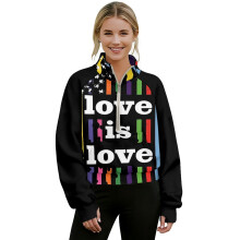 Women's Half Zip Sweatshirt with Thumbholes, Pockets & Pride/Rainbow Flag Graphic – Compatible with LGBT Pride Events