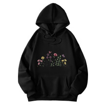 Women's Oversized Casual Hoodies, Flower Print, Round Neck, Long Sleeve Sweatshirts – Plus Size, Compatible with Everyday Wear